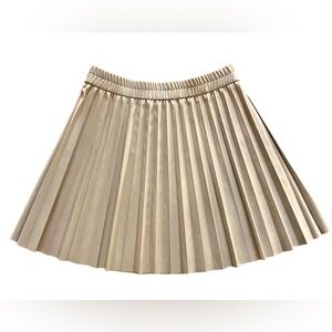 SINCERELY JULES Beige Faux Leather Pleated Mini Skirt Preppy Y2K Aesthetic M